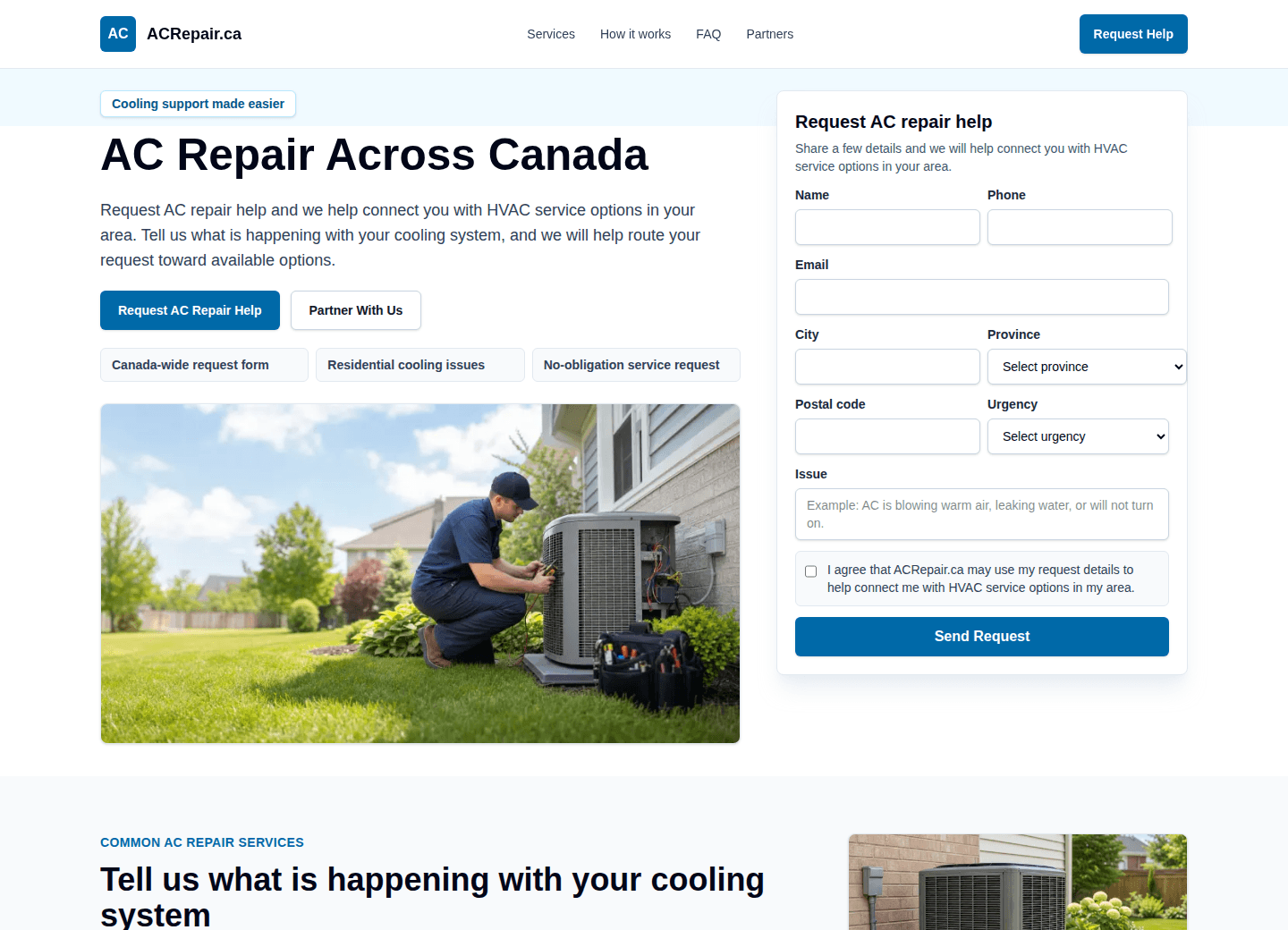 AC Repair website screenshot