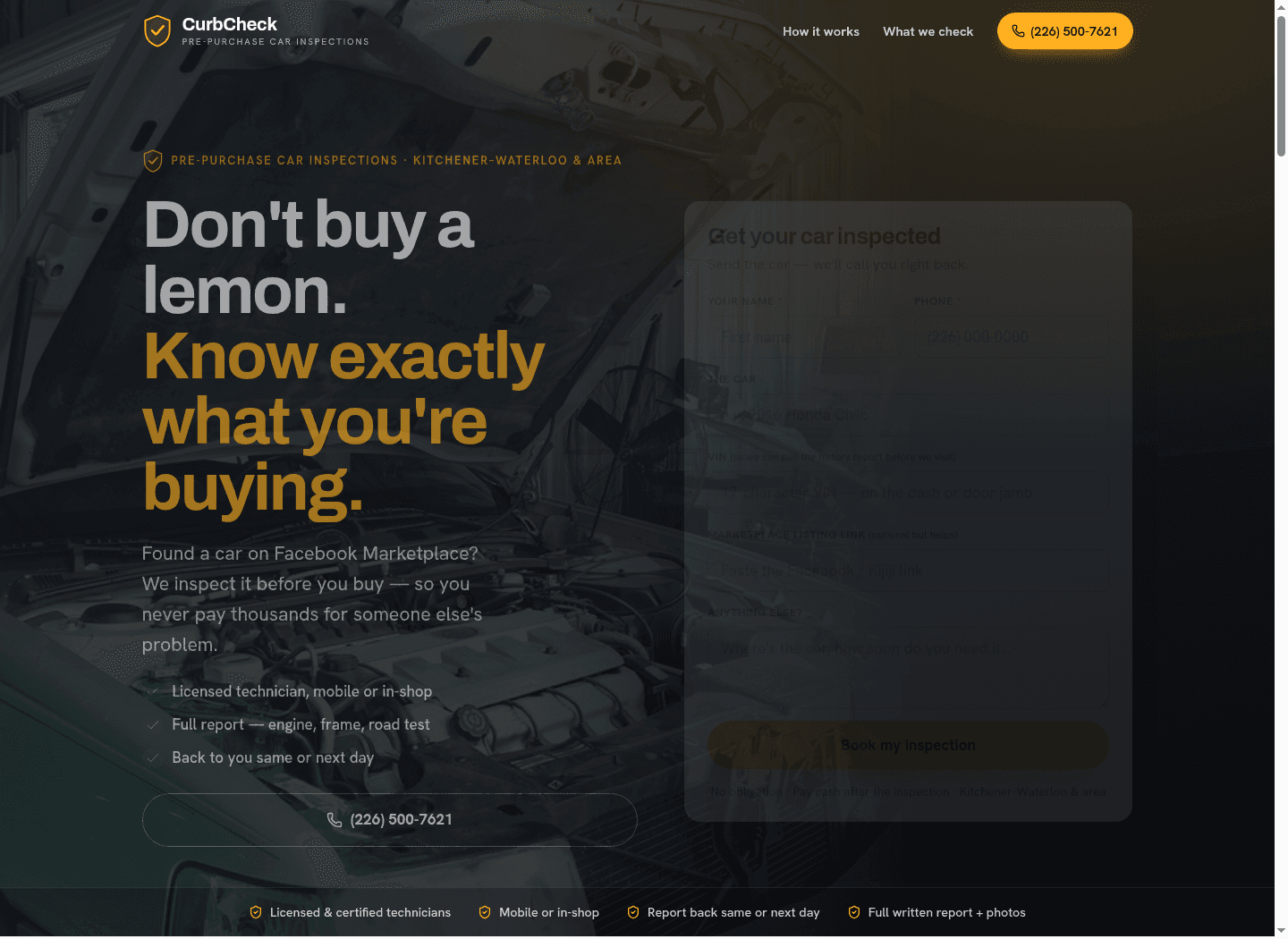 CurbCheck website screenshot
