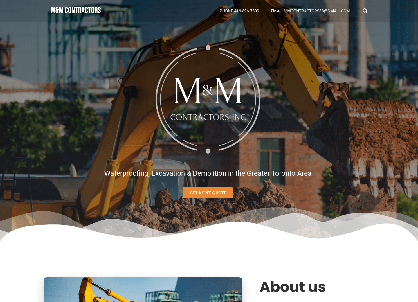 MM Contractors website screenshot
