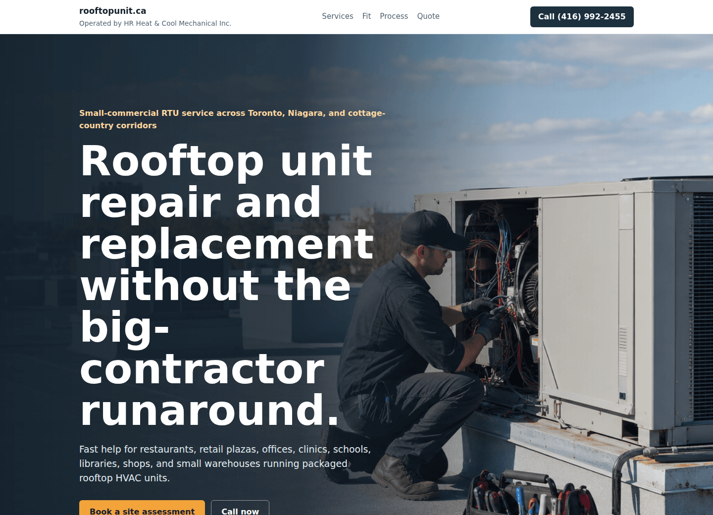 rooftopunit.ca website screenshot