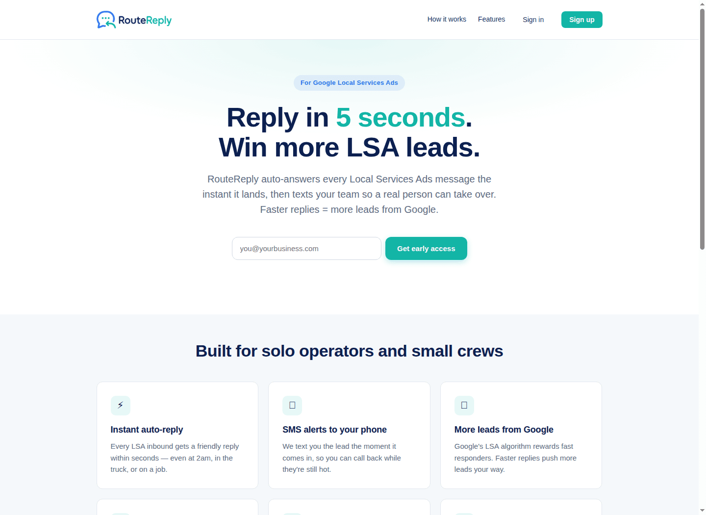 RouteReply website screenshot